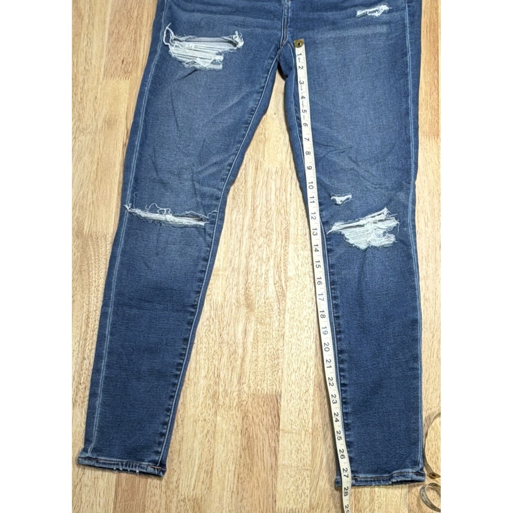 American Eagle Next Level Stretch Hi-Rise Blue Distressed Women's Size 10 - Picture 4 of 16